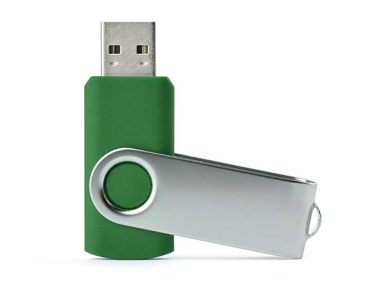 Logo trade mainoslahja ja liikelahja tuotekuva: USB mälupulk Twister, 8 GB, roheline