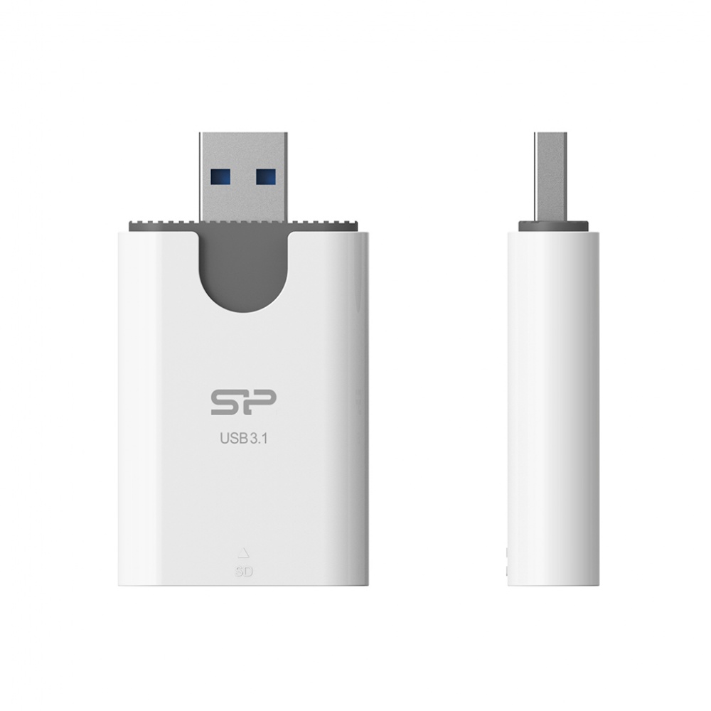 Logotrade mainostuote tuotekuva: MicroSD ja SD kaardilugeja Silicon Power Comb, valge