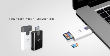 Logo trade liikelahjat mainoslahjat kuva: MicroSD ja SD kaardilugeja Silicon Power Comb, valge