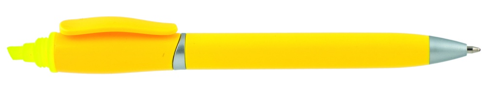 Logotrade mainoslahja tuotekuva: Plastikpastapliiats markeriga 2-ühes GUARDA, kollane
