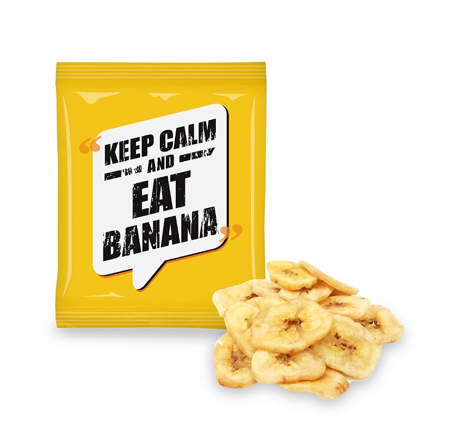 Logo trade mainoslahja ja liikelahja tuotekuva: Banaanitšipsid