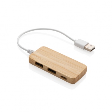 Logotrade mainoslahja tuotekuva: Bambuinen USB tyypin C hub