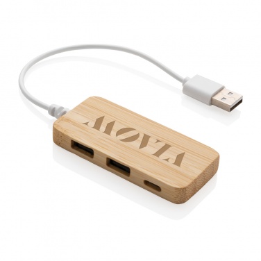 Logotrade mainostuote tuotekuva: Bambuinen USB tyypin C hub