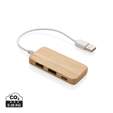 Logotrade mainostuote tuotekuva: Bambuinen USB tyypin C hub