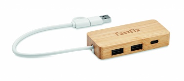 Logotrade mainostuote tuotekuva: 3 portin USB-keskitin bambua