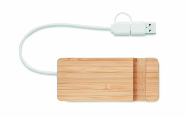 Logotrade liikelahja tuotekuva: 4 portin USB-keskitin bambua