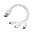 3 in 1 USB-kaapeli tyyppi c + micro USB + lightning, valkoinen