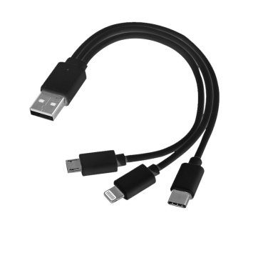 Logotrade mainoslahjat ja liikelahjat tuotekuva: 3 in 1 USB-kaapeli tyyppi c + micro USB + lightning