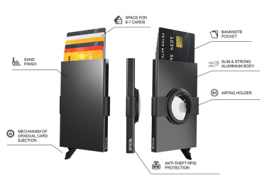 Logotrade mainostuote tuotekuva: RFID-luottokorttikotelo, jossa on pidike AirTagille 2163108