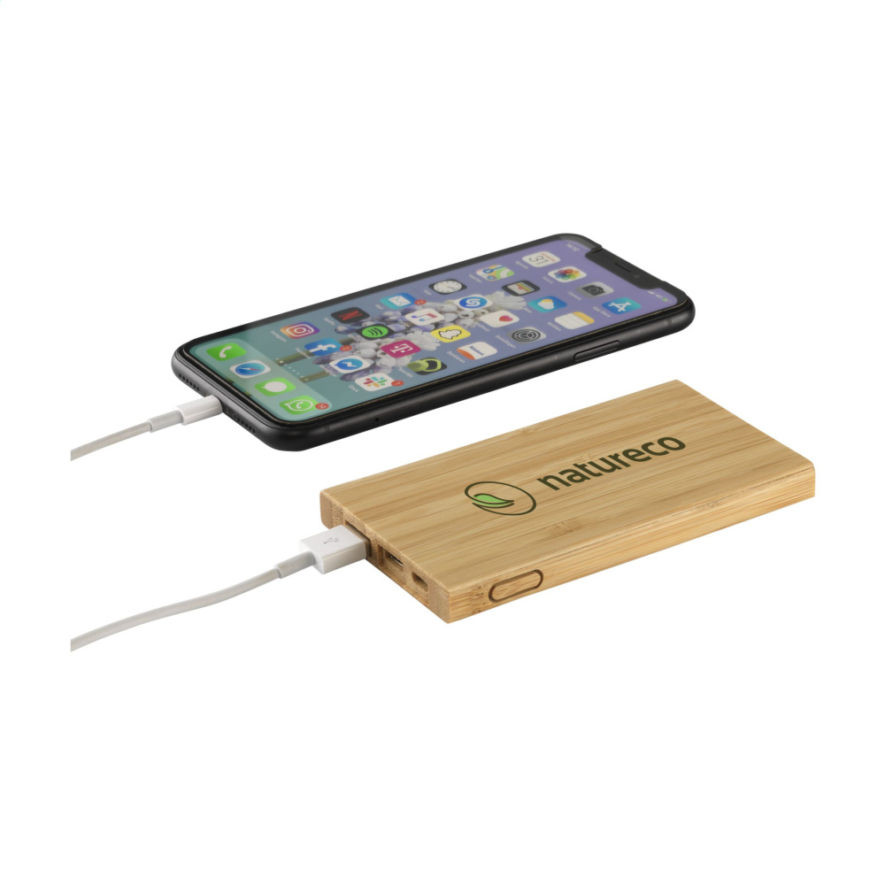 Logotrade mainoslahjat ja liikelahjat tuotekuva: Bamboo 4000 Powerbank ulkoinen laturi