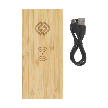 Logotrade mainoslahjat ja liikelahjat tuotekuva: Bamboo 8000 Wireless Powerbank langaton laturi