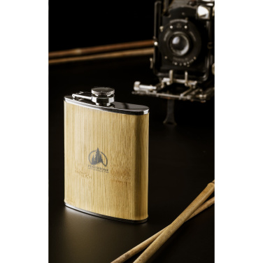 Logo trade mainostuote kuva: Hipflask Bamboo 200 ml juomapullo