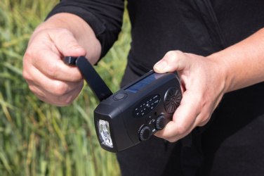 Logotrade mainoslahja tuotekuva: RescueWave hätätilaradio, valmistettu RCS-kierrätysmuovista.