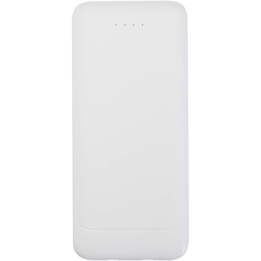 Logotrade liikelahja mainoslahja kuva: Adhil 10 000 mAh:n ja 10 W:n kierrätetystä muovista valmistettu varavirtalähde, jossa on kaksi sisäänrakennettua kaapelia