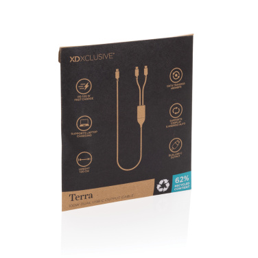 Logo trade mainostuote kuva: Terra 100 W RCS -kaapeli, kaksi USB-C-liitäntää