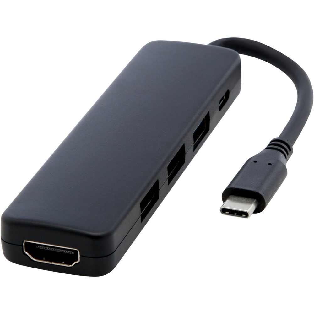 Logotrade reklaminiai produktai nuotrauka: Loop RCS perdirbto plastiko daugialypės terpės adapteris USB 2.0-3.0 su HDMI prievadu