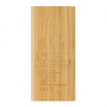 Logotrade reklaminiai produktai nuotrauka: Bamboo 8.000 mAh 5W belaidis maitinimo blokas