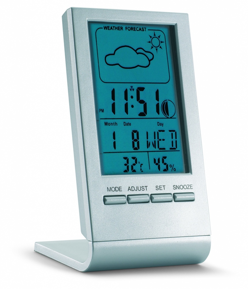 Logotrade verslo dovanos nuotrauka: Meteorologinė stotis su mėlynu LCD