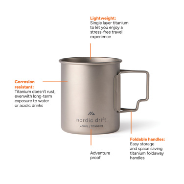 Logotrade dovana nuotrauka: „Nordic Drift Trail Ultra Light Titanium“ 450 ml puodelis