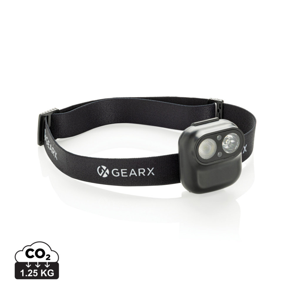 Logotrade dovana nuotrauka: „Gear X RCS“ plastikinis galvos žibintuvėlis su judesio jutikliu