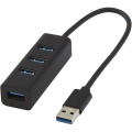 ADAPT alumīnija USB 3.0 centrmezgls, Vienkrāsains melns