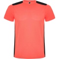 Detroitas unisex sporta t-krekls ar īsām piedurknēm, Fluor Coral / vienkrāsains melns