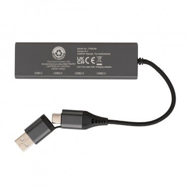 Logotrade biznesa dāvanas foto: Terra RCS pārstrādāta alumīnija centrmezgls ar 3 USB pieslēgvietām