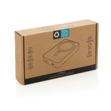Logotrade logo dāvanas foto: Amporia RCS pārstrādātas plastmasas 10.000mAh magnētiskā pārnēsājamā baterija