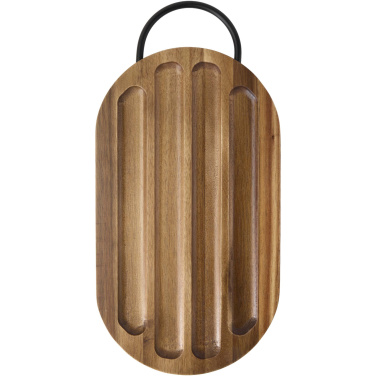 Logotrade biznesa dāvanas foto: Prestiža akācijas koka griešanas dēlītis ar maizes nazi