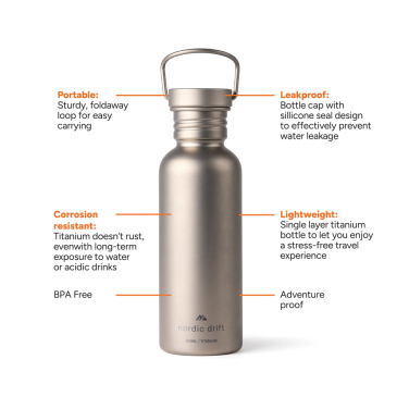 Logotrade biznesa dāvanas foto: Nordic Drift Trail īpaši vieglā titāna ūdens pudele 600 ml