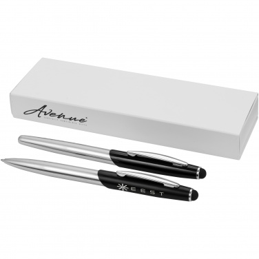 Логотрейд pекламные cувениры картинка: Набор Geneva, включающий шариковую ручку-стилус и ручку-роллер, черный