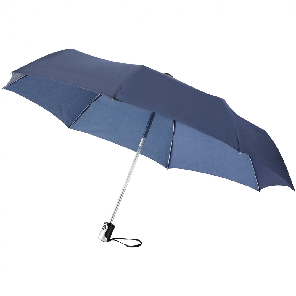 Логотрейд бизнес-подарки картинка: Зонт Alex трехсекционный автоматический 21,5", темно-синий