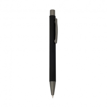 Логотрейд pекламные cувениры картинка: Металлическая ручка с резиновой оболочкой, черный