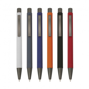 Логотрейд pекламные продукты картинка: Металлическая ручка с резиновой оболочкой, черный