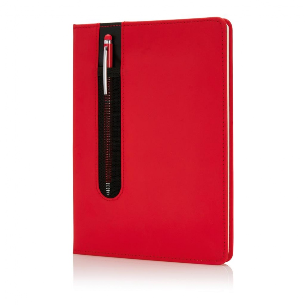 Логотрейд pекламные продукты картинка: Блокнот для записей Deluxe формата A5 и ручка-стилус, красный