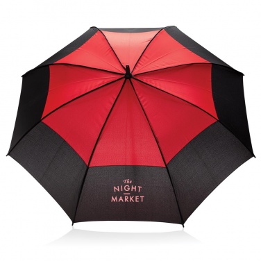 Лого трейд бизнес-подарки фото: Автоматический двухцветный зонт-антишторм 27", красный