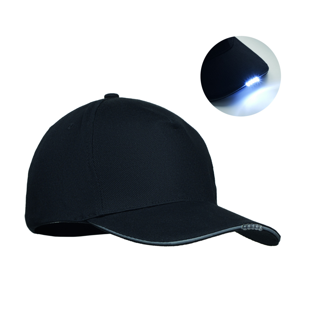 Логотрейд pекламные cувениры картинка: 5 panel LED cotton cap 220gr/m²