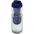 H2O Active® Base 650 ml sportflaska med uppfällbart lock och fruktbehållare, Transparent / Blå