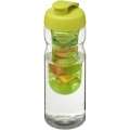 H2O Active® Base 650 ml sportflaska med uppfällbart lock och fruktbehållare, Transparent / Lime