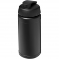 Baseline 500 ml sportflaska med fliplock av återvunnet material, Solid svart / Solid black