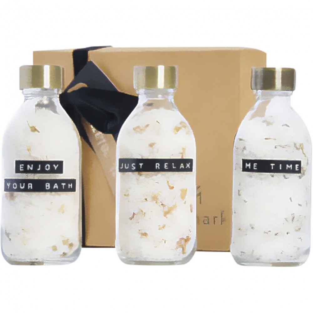 Logotrade profilreklam bild: Wellmark Just Relax 3-delad presentförpackning med badsalt, 200 ml