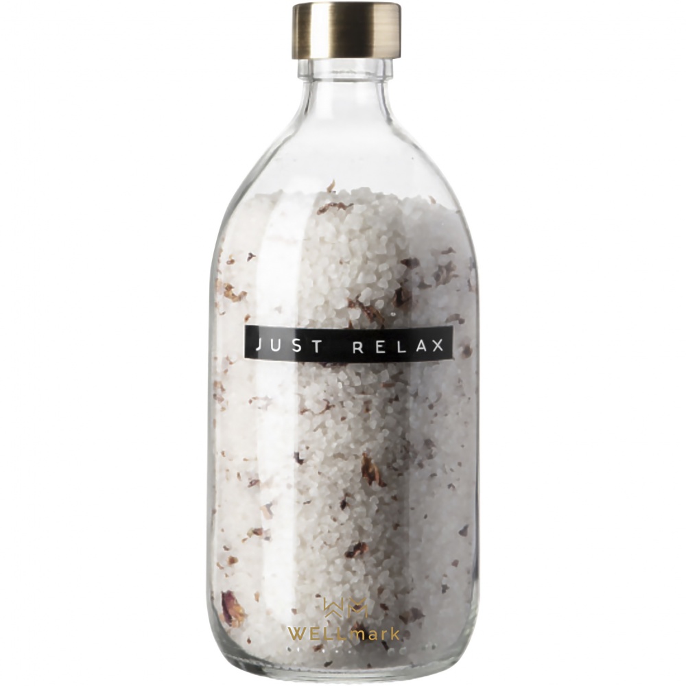 Logotrade presentreklam bild: Wellmark Just Relax 500 ml badsalt – rosdoft