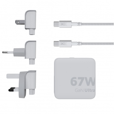 Logotrade reklamprodukter bild: Xtorm XVC2067 GaN Ultra 67 W reseladdare med 100 W USB-C PD-kabel