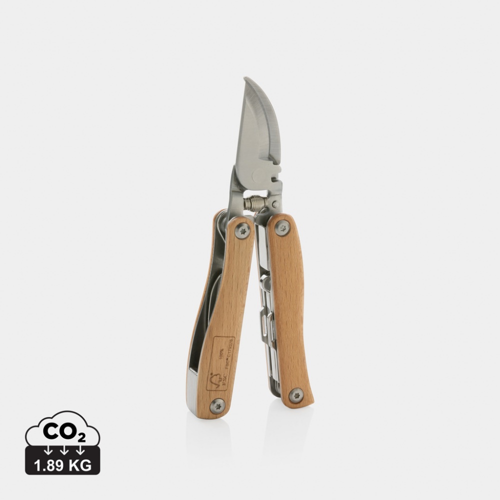 Logotrade reklamprodukter bild: Multitool för trädgården i trä