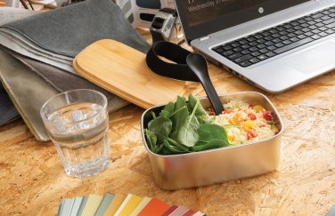 Logotrade profilprodukter bild: Stainless steel lunchlåda med bambulock och spork