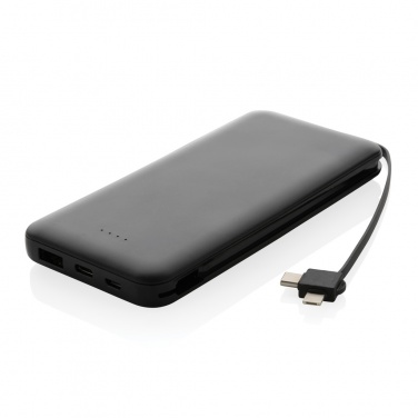 Logotrade presentreklam bild: Lockhart 10.000mAh powerbank, integrerade kablar, RCS plast