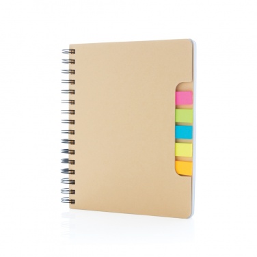 Logotrade reklamprodukter bild: A5 Kraft spiralbunden anteckningsbok med sticky notes