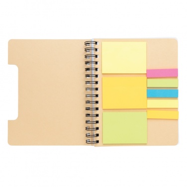 Logotrade kampanjprodukter bild: A5 Kraft spiralbunden anteckningsbok med sticky notes