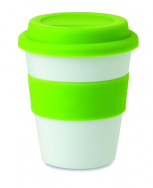 Logotrade kampanjprodukter bild: Take away mugg PP silikon lock