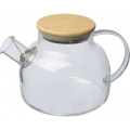 Glaskanna med bambulock FRANKFURT 1000ml, transparent